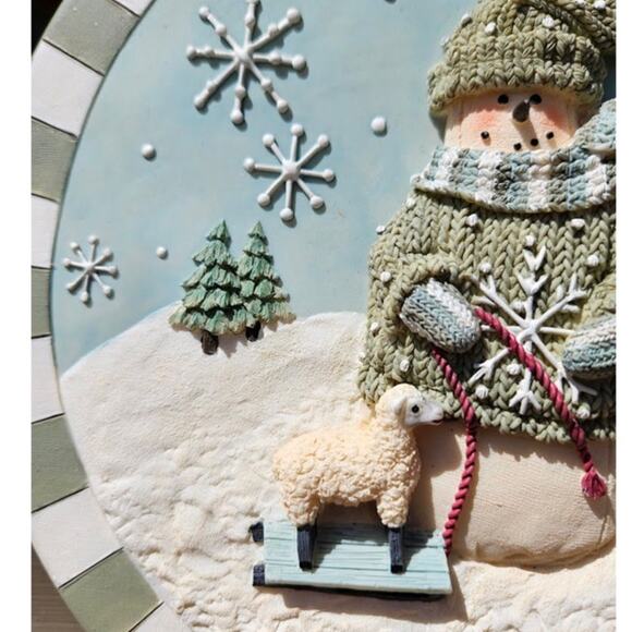 DISCOUNTED! NEW Vintage Miss Heather's Plum Pudding Snowman Decor 3D 8" no box - Picture 3 of 7